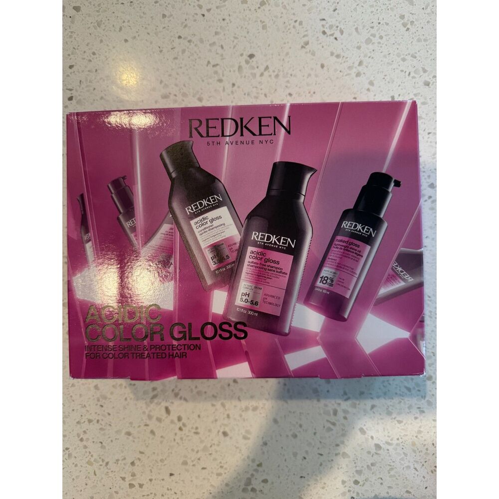 Redken Acidic Color Gloss Holiday Kit Shampoo Conditioner Leave In 3pc